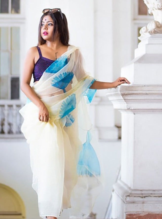 The Ballerina Tutu's-Organza Hand-painted Saree-018