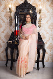 The Poppy Floral In Peach Organza Hand-painted Saree-060